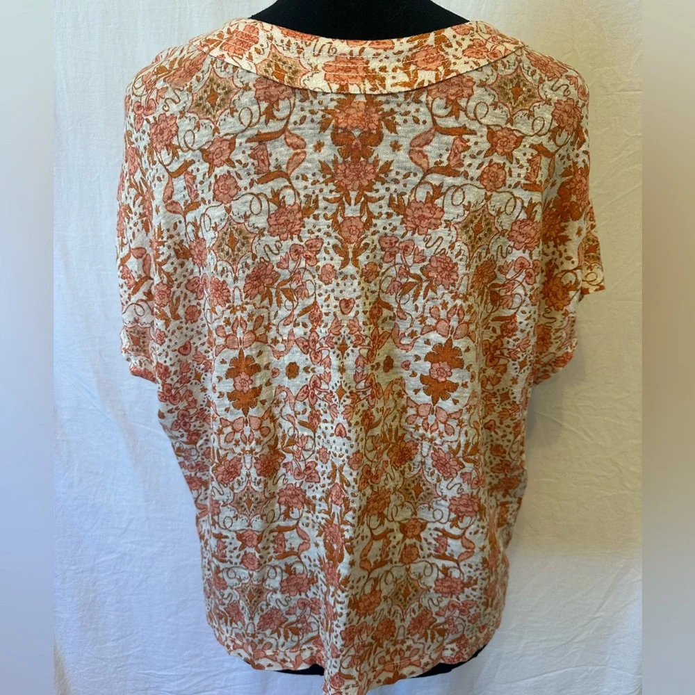Rachel Zoe 100% Linen Boho Floral Button Front Blouse – XL